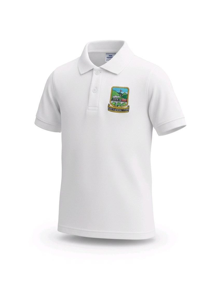 White Short Sleeved Polo Shirt - Settle CE Primary