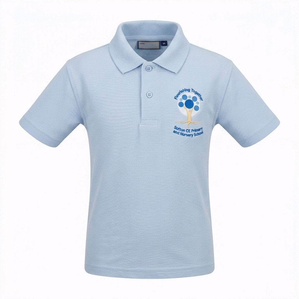 White Short Sleeved Polo Shirt - Sutton CE Primary School