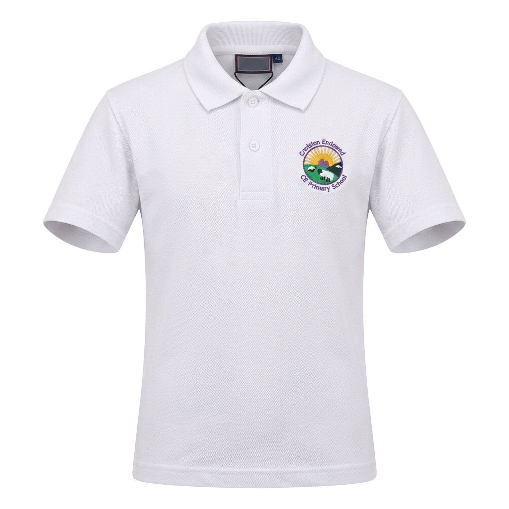 White Short Sleeved Polo Shirt - Carleton Endowed CE Primary School