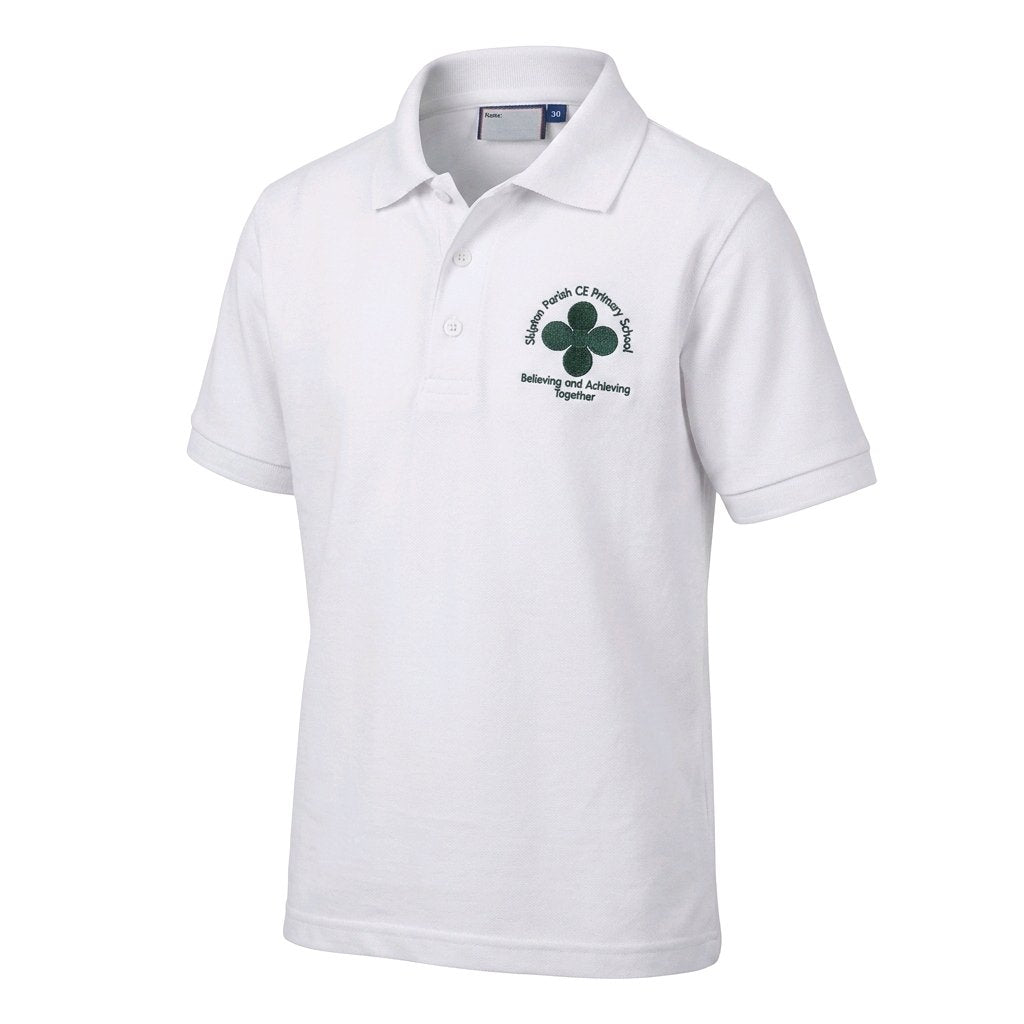 White Short Sleeved Polo Shirt - Skipton Parish CE Primary School