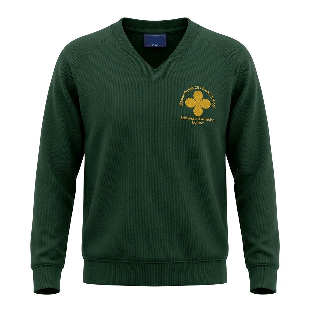 Bottle Green V-Neck Sweatshirt - Skipton Parish CE Primary School