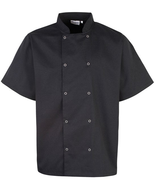 Studded Front Short Sleeve Chef's Jacket