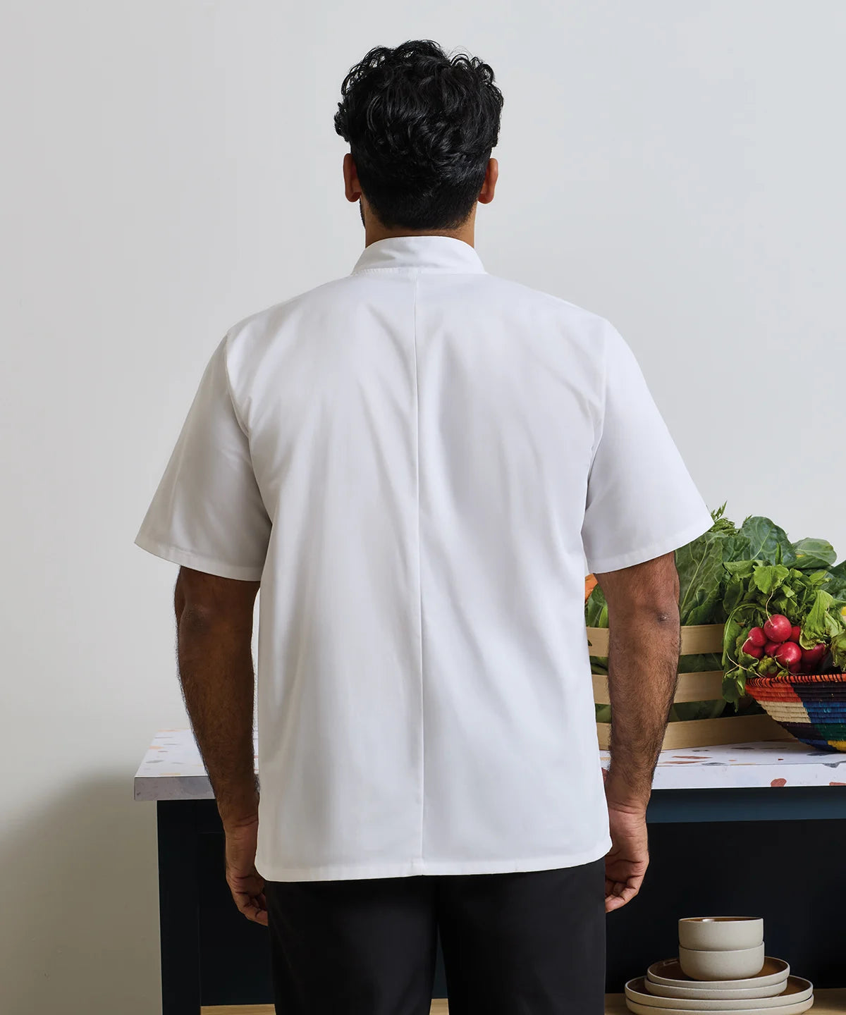Studded Front Short Sleeve Chef's Jacket