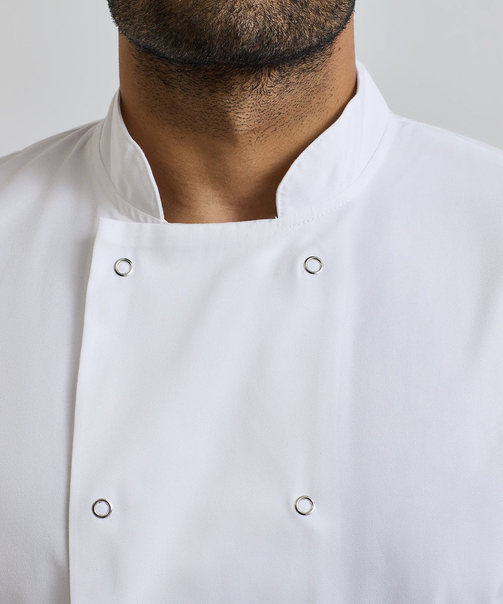 Studded Front Short Sleeve Chef's Jacket